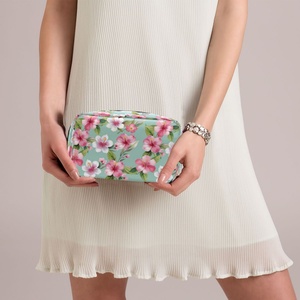 Pochette cosmétique portable en polyester à fleurs, trousse de toilette pour femmes, organiseur de maquillage, petite mini pochette cosmétique avec fermeture à glissière - Product Image 6