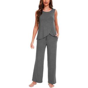 Ensemble de pyjama personnalisé pour femmes, débardeur et pantalon en bambou, vêtements de nuit respirants, pyjamas pour femmes, fabricant de vêtements haut de gamme au Vietnam - Product Image 2