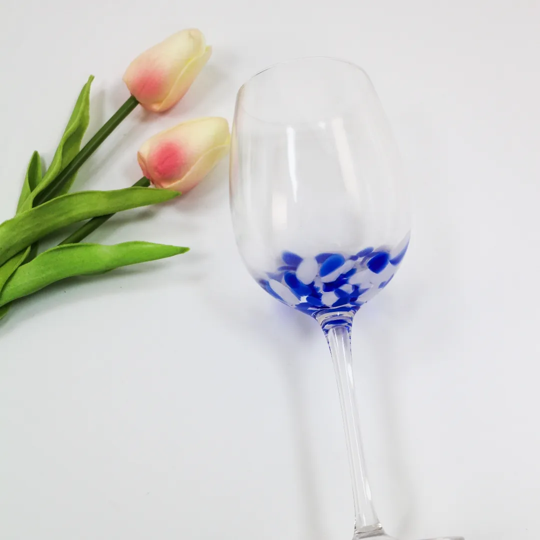 High-end customization white dots and blue dots red wine glass colorful wine glasses crystal colored wine glasses