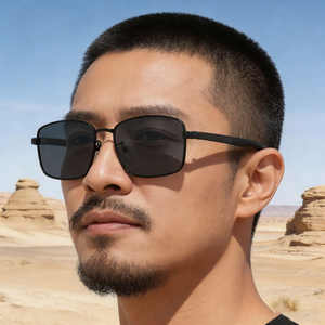 Lunettes de soleil polarisées carrées Ks-3988 pour hommes, monture noire, métal, plastique, protection UV400, verres TAC, pare-soleil de classe 2 - Product Image 4