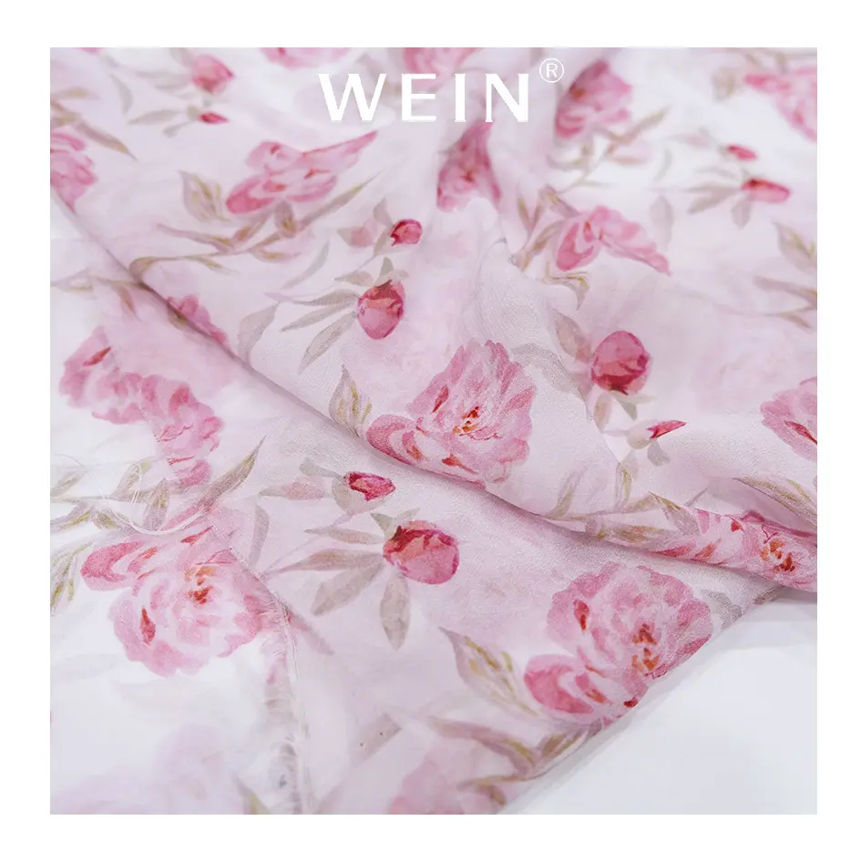 V11 Eco viscosa georgette chiffon tessuto stampato digitale tessuto rosa 2024 nuova primavera ed estate per abito alla moda