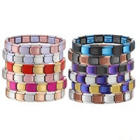 LAMOON Bracelet Élastique à Maillons Simples et Colorés de 9 mm de Large en Acier Inoxydable, pour la Fabrication DIY de Bijoux, Bracelet à Charms Italien