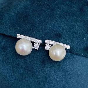 22429 S925 <b>Silver</b> <b>Stud</b> <b>Earrings</b> DIY Pearl Accessories with 6-7mm Round Beads Empty Tray for Fashion Jewelry Elegant Stylish - Product Image 1