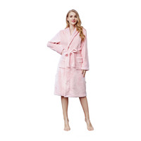Herfst Winter Flanellen Nachthemd Met Verlengde Fruit Kraag Revers Koraal Fleece Front Generatie Voor Dames Mannen Solide Patroon