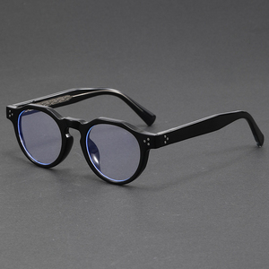 Nouveau cadre de lunettes élégant pour hommes Anti lumière bleue petit cercle irrégulier rétro Insert en métal Monturas Gafas - Product Image 2
