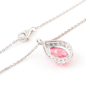 Bijoux en or 18 carats Collier <span class=keywords><strong>pendentif</strong></span> en pierres précieuses Blanc AU750 Poire 2.8CT <span class=keywords><strong>rose</strong></span> <span class=keywords><strong>Saphir</strong></span> Solitaire Pendentifs - Product Image 5