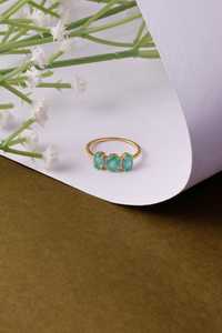 Bague de fiançailles en or jaune 10K avec émeraude naturelle et diamants, bijou de déclaration, pierre de naissance de mai, cadeau pour elle - Product Image 2
