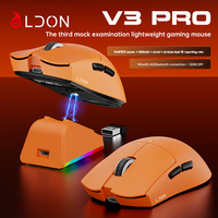 Ratón Óptico Inalámbrico para Juegos LDON V3PRO con Sensor PAW3311, 12000 DPI, RGB, Recargable, 8 Botones, Ergonómico para Ambas Manos