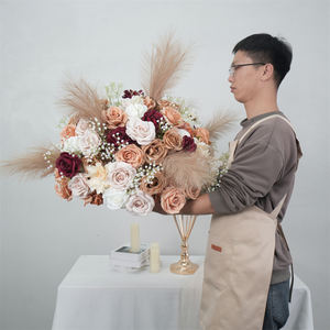 Bola floral de tela de seda artificial de alta simulación para decoración de bodas, flores de tacto natural para decoración de escenarios de eventos. - Product Image 3