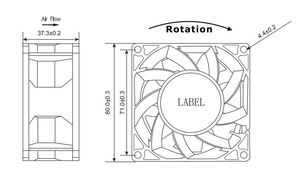 พัดลมระบายความร้อนแบบแกน DC 24V OEM รุ่น 8038 พร้อมลูกปืน  ใช้งานได้ยาวนาน ป้องกันการสั่นสะเทือน สำหรับสถานีกักเก็บพลังงานไฟฟ้าแรงสูง - Product Image 6