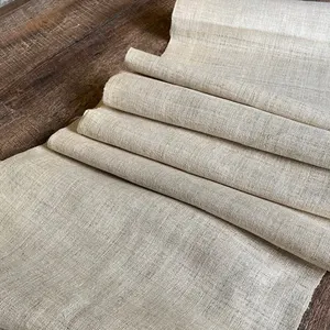 Katı renk çevre dostu balıksırtı özel tasarımcı 100% saf keten kenevir kumaş patchwork dokuma giysi için geri dönüşümlü kumaş