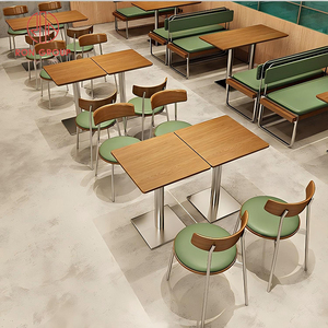 Caffè mobili ristorante commerciale in legno <span class=keywords><strong>tavoli</strong></span> da pranzo con seggioloni e <span class=keywords><strong>panche</strong></span> in pelle sofà cabina <span class=keywords><strong>per</strong></span> il ristorante - Product Image 2