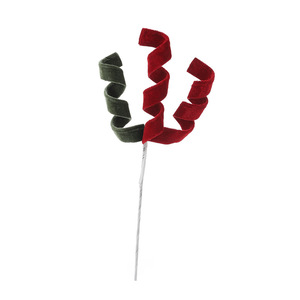 Ramas de Navidad de Terciopelo Rizado al por Mayor, Ramas en Espiral Rojas y Verdes para Decoración de Árboles y Coronas - Product Image 5