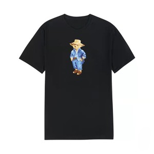 T-shirt décontracté coréen pour <span class=keywords><strong>femme</strong></span> à col rond, imprimé ours, en coton respirant avec motif animalier - Product Image 4