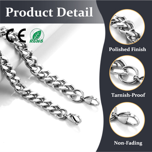 Bracelet et Collier Chaîne Cubaine en Acier Inoxydable 304 316 Poli Miroir Massif Lisse Style Hip-Hop Étanche pour Hommes - Product Image 1