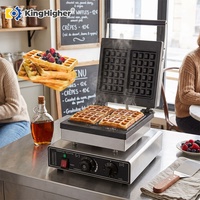 Machine à gaufres électrique professionnelle, antiadhésive, pour gaufres belges carrées, en acier inoxydable, 2 grandes gaufres, pour restaurant