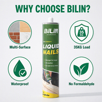 Colle transparente sans clou de 300 ml, adhésif à forte adhérence pour miroir, carrelage, moulures murales et construction, écologique, marque OEM BILIN
