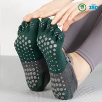 Chaussettes de yoga professionnelles pour femmes, printemps-été, à cinq doigts, à brides croisées, bicolores, en coton, antidérapantes, douces