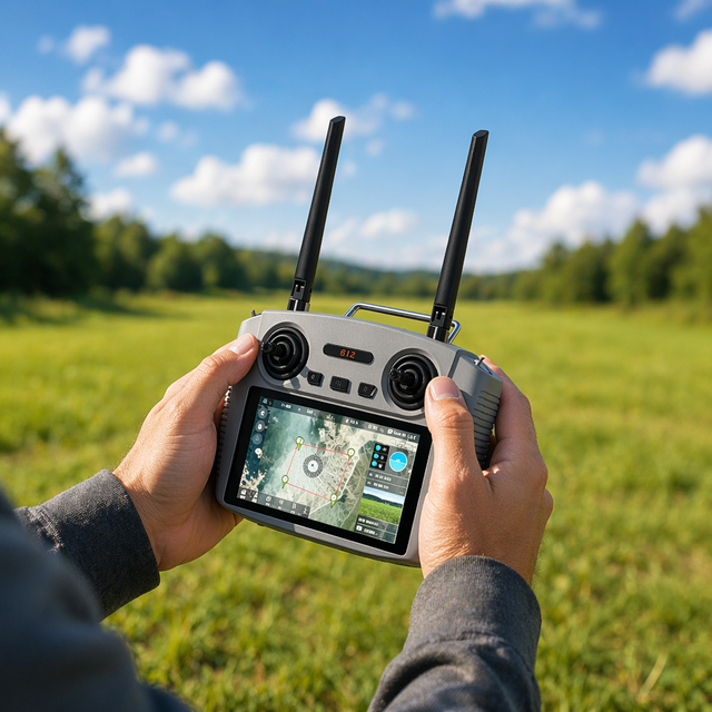 HD Touch Screen UAV Ground Station Transmitter Dual High Gain Antenna Long Distance Industrial Drone Remote Controller