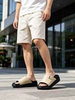 Chaussures décontractées de luxe pour hommes, été, plateforme épaisse, dessus en PU, boucle décorative, respirantes, antidérapantes, semelle souple, intérieur/extérieur