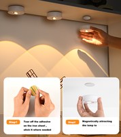 Lampu LED Puck Nirkabel Modern Isi Ulang dengan Remote Control, Sensor Gerak, Desain Magnetik, CRI Tinggi 80, Lampu RGB untuk Penerangan Kabinet