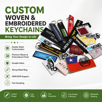 Porte-clés tissé brodé personnalisé OEM d'usine, double face, style Jet Tag, pour cadeaux promotionnels d'entreprise
