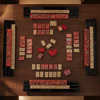 Nouvel ensemble de tuiles de Mahjong américaines en papier rouge 2026, prêtes à être expédiées, thème Noël Champagne, cadeau de luxe pour les fêtes, en acrylique, livraison rapide maintenant