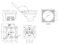 Prise de courant LZ-F-T15A 16A 250V, norme allemande, avec couvercle étanche IP44, usage industriel, 2 prises Schuko, contact en laiton, boîtier en nylon