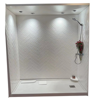 Monobloc moderne en marbre de culture Salle de bain Douche Murale Étanche Ignifuge 3X12 Motif Chevrons Pierre d'usine