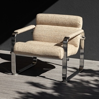 Fauteuil décontracté en coton et lin, style vintage designer, en acier inoxydable, niche pour canapé simple, rétro Bauhaus, personnalisable