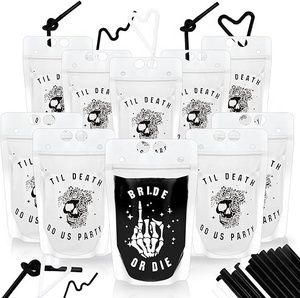 Sacchetti per bevande da sposa o da morire sacchetti per bevande riutilizzabili fino alla <span class=keywords><strong>morte</strong></span> fai festa negli stati uniti per bomboniere per addio al nubilato con alcol gotico di Halloween - Product Image 1