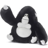 Peluche gorille argenté assis de 10 pouces, compagnon doux et moelleux pour chiens et chats