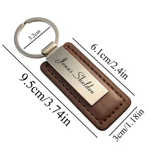 Llavero de recuerdo, regalos personalizados grabados para padrinos de boda, llavero de cuero y acero para fiesta de bodas - Product Image 3
