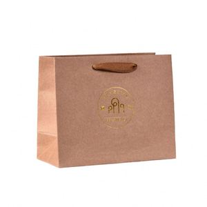 Custom <b>Made</b> High Quality logo Gold Foil Stamping Kraft <b>Paper</b> Bag with Cotton Handle - Product Image 1