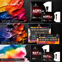 Ensemble de peinture à l'eau Panwenbo, 24 couleurs vibrantes, tubes de 12 ml / 0,4 fl oz, peinture à l'eau pour artistes professionnels
