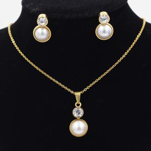 Fashion Stainless Steel 18k Gold Fresh <b>Pearl</b> Women Jewelry <b>Sets</b> for Girl - Product Image 3