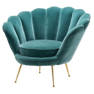 Café moderne Pieds En Métal Doré Unique velours Tissu sedie Rembourrage Fauteuil Salon meubles En Forme de Coquille Chaise - Product Image 1