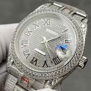 Montre mécanique automatique de luxe pour homme, affichage du calendrier, 41 mm, entièrement sertie de diamants, montre en moissanite ou zircon - Product Image 4