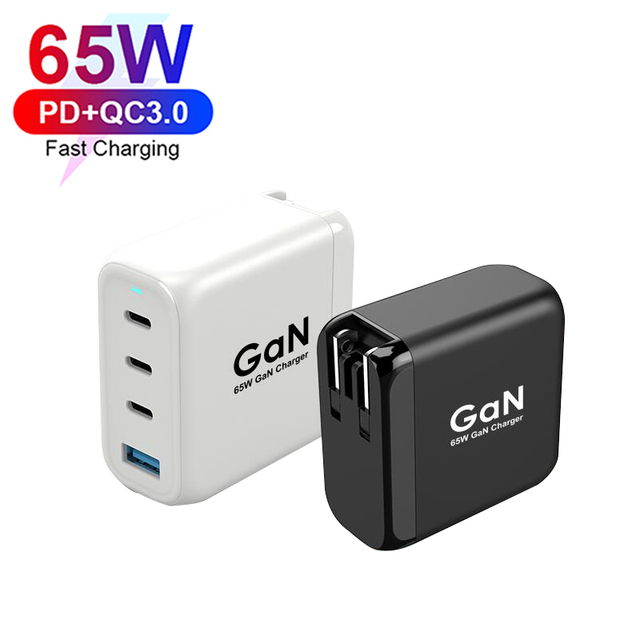 CE RoHS KC PD QC3.0 4 Ports Charger USB C Quick Charge Fast USB Charger EU UK KR Pin PD GaN Adapter 65W GaN Charger
