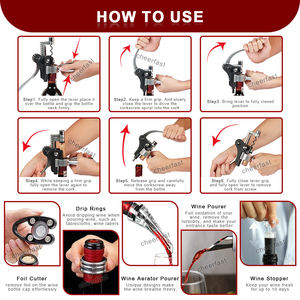 Lot de 8 tire-bouchons manuels en gros pour bouteilles de vin avec coffret en bois classique – Idéal comme cadeau - Product Image 6