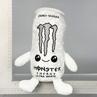 Best-seller transfrontalier : Jouet en peluche super doux en polyester, thème anime/jeu, en forme de canette de boisson énergisante Monster Ultra-White