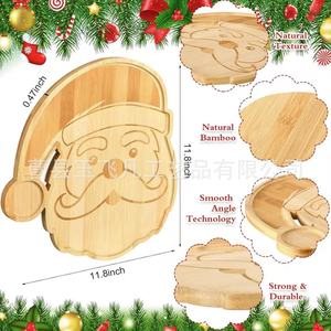 Plateau décoratif en bambou Yu Feifan Père Noël, 1er étage, pour servir gâteaux et desserts, idéal pour la maison et les restaurants - Product Image 3