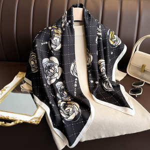 Nhà máy nóng bán Polyester Twill kích thước lớn Khăn vuông cho phụ nữ chất lượng cao giả lụa tay cảm thấy Twill khăn choàng - Product Image 4