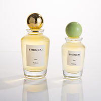 Flacon de parfum pour femme en verre transparent de luxe, vide, 50 ml, 100 ml, cylindrique, avec bouchon rond