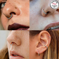 Anneau de nez hypoallergénique en titane ASTM F136 avec opale, anneau de septum, clicker, clou de nez, anneau pour oreille, lèvre, daith, hélix – Bijoux de piercing corporel