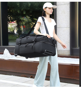 Unisex New Multifunctional 2-<b>Wheel</b> Durable Travel Trolley Luggage Bag <b>Backpack</b> Rucksack Compressible Shoulder Straps - Product Image 4