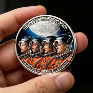 Pièce commémorative de la mission lunaire Artemis II 2026 – Premier <span class=keywords><strong>voyage</strong></span> d'expédition depuis 1972 – Souvenir artistique – Détails du motif – Article de collection - Product Image 2