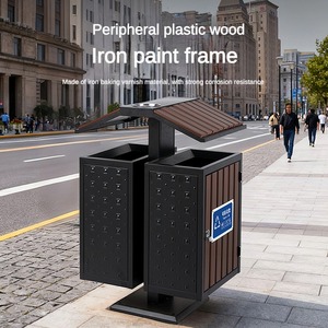 Thép Không Gỉ Kim Loại Phân Loại Thùng Rác Thương Mại Ngoài Trời Thùng Rác <span class=keywords><strong>Bin</strong></span> Với 2 Thùng Công Cộng Thùng Rác Tái Chế Thùng - Product Image 3