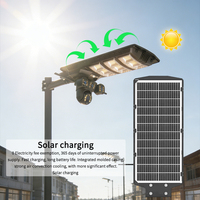 Lampadaire solaire tout-en-un 300W avec triple affichage et caméra WiFi 4G pour la surveillance extérieure HD et l'éclairage LED des rues