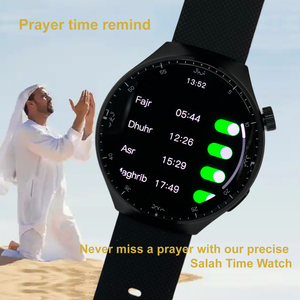Montre connectée de sport musulmane Sunroad avec écran tactile AMOLED, musique, appels, fréquence cardiaque, direction de la Qibla, design élégant, légère, en métal - Product Image 3
